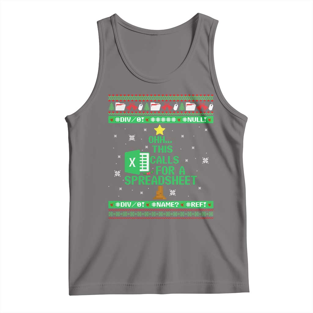 Funny Excel Christmas Tree Tank Top This Calls for a Spreadsheet Xmas DIV0 Errors TS02 Deep Heather Print Your Wear