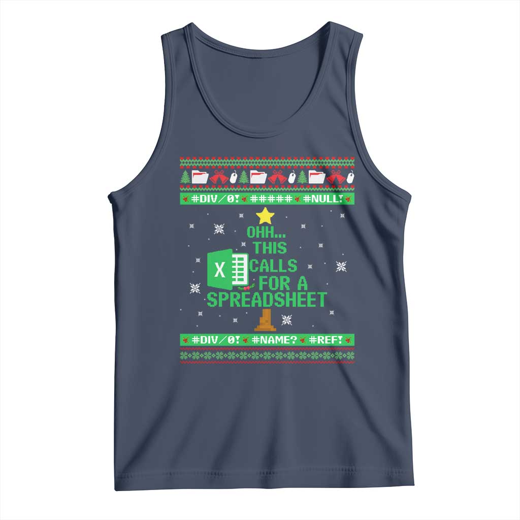 Funny Excel Christmas Tree Tank Top This Calls for a Spreadsheet Xmas DIV0 Errors TS02 Navy Print Your Wear