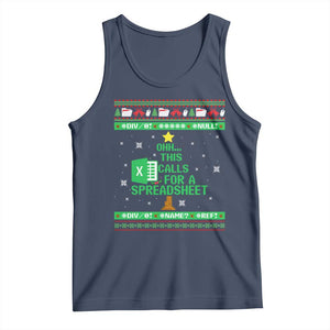 Funny Excel Christmas Tree Tank Top This Calls for a Spreadsheet Xmas DIV0 Errors TS02 Navy Print Your Wear