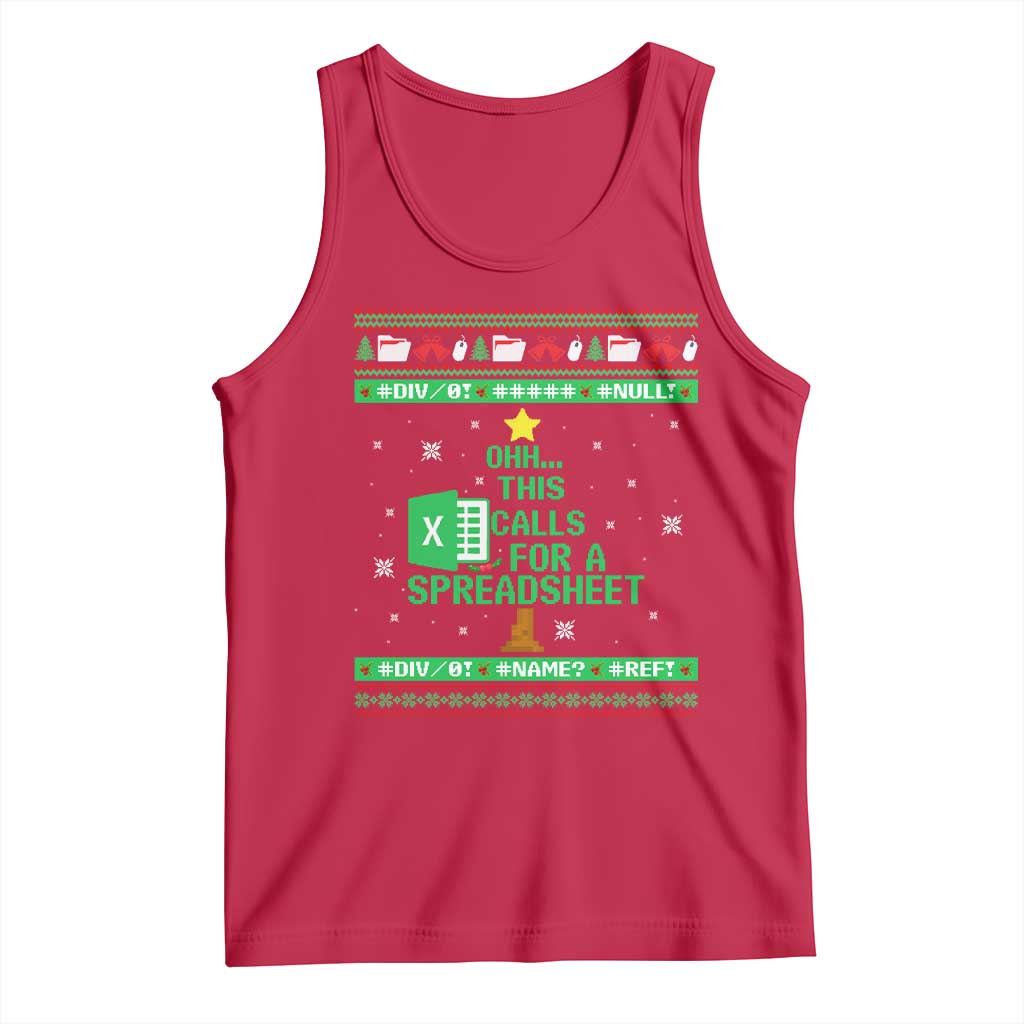 Funny Excel Christmas Tree Tank Top This Calls for a Spreadsheet Xmas DIV0 Errors TS02 Red Print Your Wear