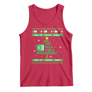 Funny Excel Christmas Tree Tank Top This Calls for a Spreadsheet Xmas DIV0 Errors TS02 Red Print Your Wear