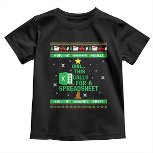 Funny Excel Christmas Tree Toddler T Shirt This Calls for a Spreadsheet Xmas DIV0 Errors TS02 Black Print Your Wear