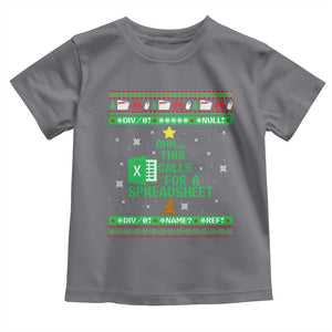 Funny Excel Christmas Tree Toddler T Shirt This Calls for a Spreadsheet Xmas DIV0 Errors TS02 Charcoal Print Your Wear