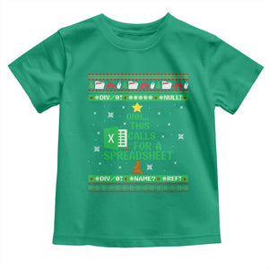 Funny Excel Christmas Tree Toddler T Shirt This Calls for a Spreadsheet Xmas DIV0 Errors TS02 Irish Green Print Your Wear