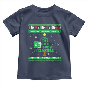 Funny Excel Christmas Tree Toddler T Shirt This Calls for a Spreadsheet Xmas DIV0 Errors TS02 Navy Print Your Wear