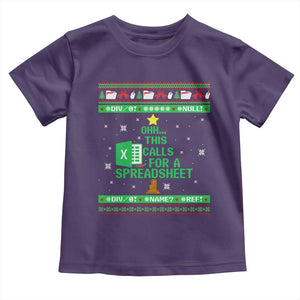 Funny Excel Christmas Tree Toddler T Shirt This Calls for a Spreadsheet Xmas DIV0 Errors TS02 Purple Print Your Wear