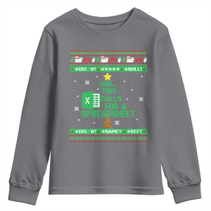 Funny Excel Christmas Tree Youth Sweatshirt This Calls for a Spreadsheet Xmas DIV0 Errors TS02 Charcoal Print Your Wear