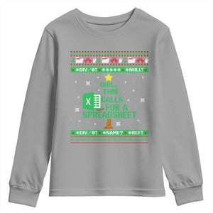Funny Excel Christmas Tree Youth Sweatshirt This Calls for a Spreadsheet Xmas DIV0 Errors TS02 Sport Gray Print Your Wear