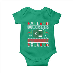 This Calls for a Spreadsheet Christmas Baby Onesie Funny Excel Xmas Gift for Data Nerds Accountants TS02 Irish Green Print Your Wear