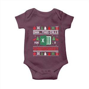 This Calls for a Spreadsheet Christmas Baby Onesie Funny Excel Xmas Gift for Data Nerds Accountants TS02 Maroon Print Your Wear