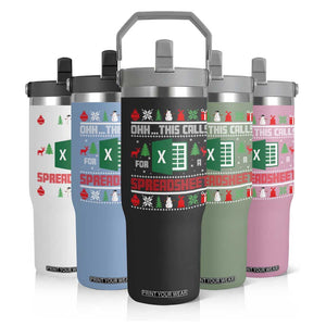 This Calls for a Spreadsheet Christmas Flip Straw Tumbler Funny Excel Xmas Gift for Data Nerds Accountants TS02 Print Your Wear