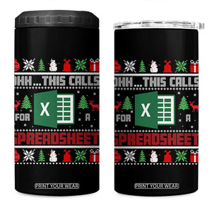 This Calls for a Spreadsheet Christmas 4 in 1 Can Cooler Tumbler Funny Excel Xmas Gift for Data Nerds Accountants TS02 One Size: 16 oz Black Print Your Wear