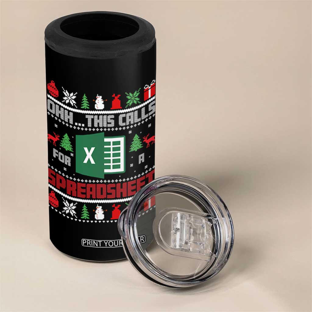 This Calls for a Spreadsheet Christmas 4 in 1 Can Cooler Tumbler Funny Excel Xmas Gift for Data Nerds Accountants TS02 Print Your Wear