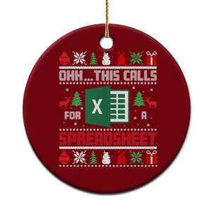 This Calls for a Spreadsheet Christmas Ceramic Ornament Funny Excel Xmas Gift for Data Nerds Accountants TS02 1pc Red Print Your Wear