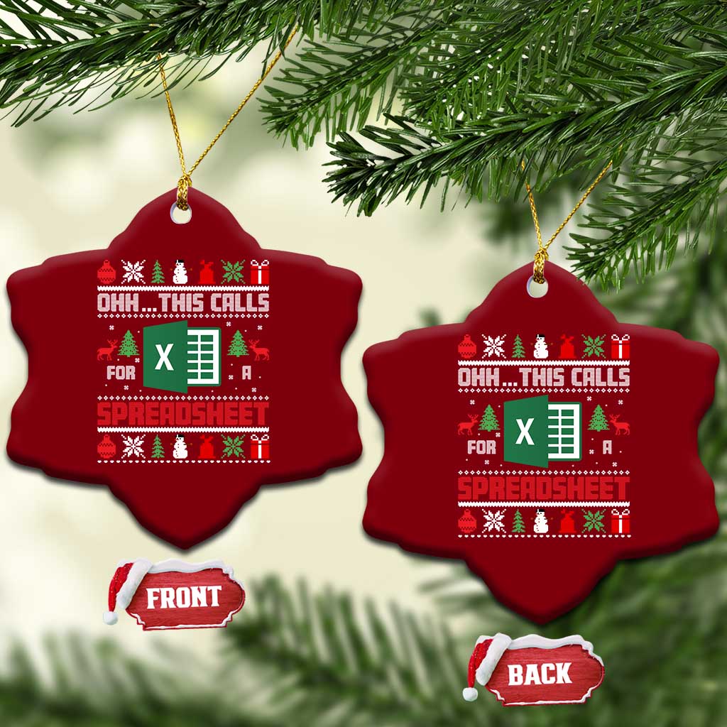 This Calls for a Spreadsheet Christmas Ceramic Ornament Funny Excel Xmas Gift for Data Nerds Accountants TS02 Print Your Wear