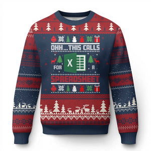 This Calls for a Spreadsheet Xmas Ugly Christmas Sweater Funny Excel Xmas Gift for Data Nerds Accountants TS02 Navy Red Print Your Wear