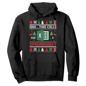 This Calls for a Spreadsheet Christmas Hoodie Funny Excel Xmas Gift for Data Nerds Accountants TS02 Black Print Your Wear