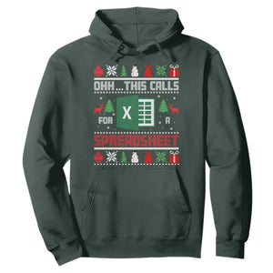 This Calls for a Spreadsheet Christmas Hoodie Funny Excel Xmas Gift for Data Nerds Accountants TS02 Dark Forest Green Print Your Wear