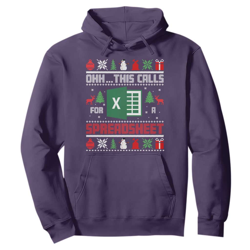 This Calls for a Spreadsheet Christmas Hoodie Funny Excel Xmas Gift for Data Nerds Accountants TS02 Purple Print Your Wear