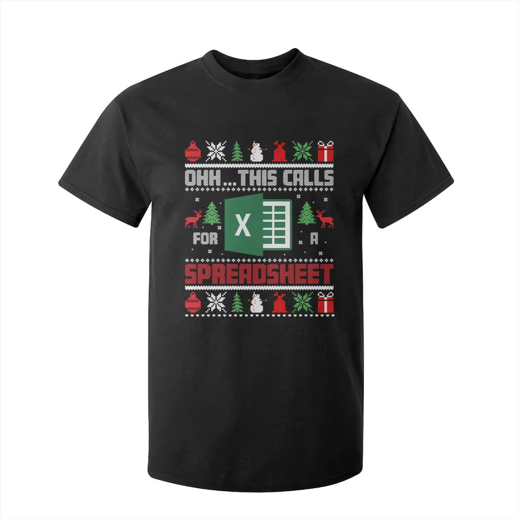 This Calls for a Spreadsheet Christmas T Shirt For Kid Funny Excel Xmas Gift for Data Nerds Accountants TS02 Black Print Your Wear