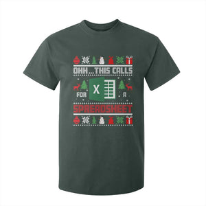 This Calls for a Spreadsheet Christmas T Shirt For Kid Funny Excel Xmas Gift for Data Nerds Accountants TS02 Dark Forest Green Print Your Wear