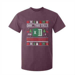 This Calls for a Spreadsheet Christmas T Shirt For Kid Funny Excel Xmas Gift for Data Nerds Accountants TS02 Maroon Print Your Wear