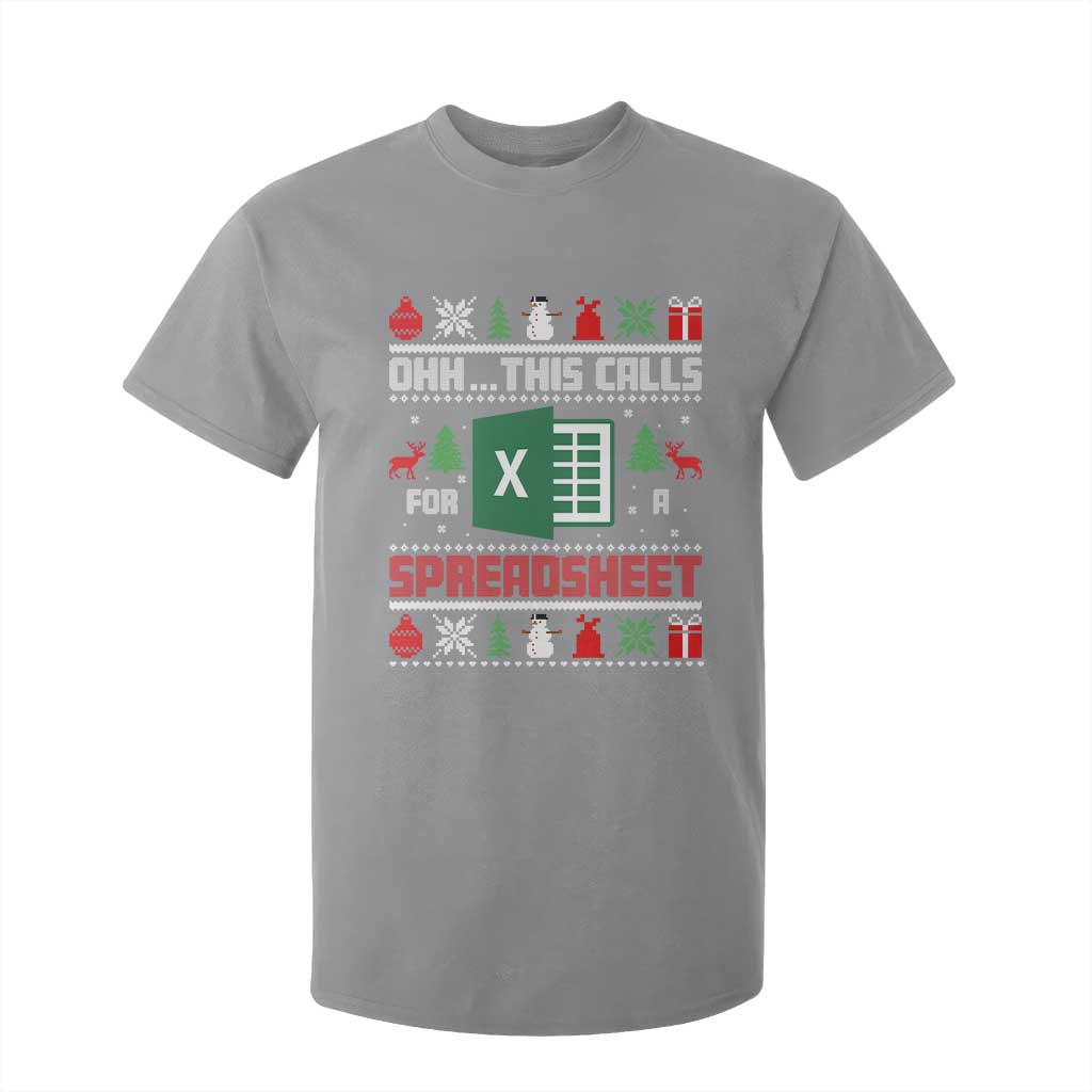 This Calls for a Spreadsheet Christmas T Shirt For Kid Funny Excel Xmas Gift for Data Nerds Accountants TS02 Sport Gray Print Your Wear