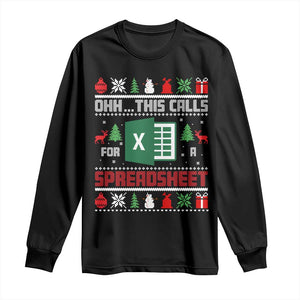 This Calls for a Spreadsheet Christmas Long Sleeve Shirt Funny Excel Xmas Gift for Data Nerds Accountants TS02 Black Print Your Wear