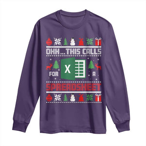 This Calls for a Spreadsheet Christmas Long Sleeve Shirt Funny Excel Xmas Gift for Data Nerds Accountants TS02 Purple Print Your Wear