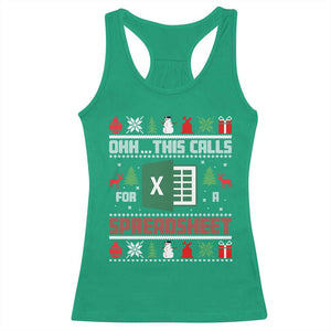 This Calls for a Spreadsheet Christmas Racerback Tank Top Funny Excel Xmas Gift for Data Nerds Accountants TS02 Irish Green Print Your Wear