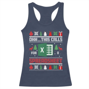 This Calls for a Spreadsheet Christmas Racerback Tank Top Funny Excel Xmas Gift for Data Nerds Accountants TS02 Navy Print Your Wear