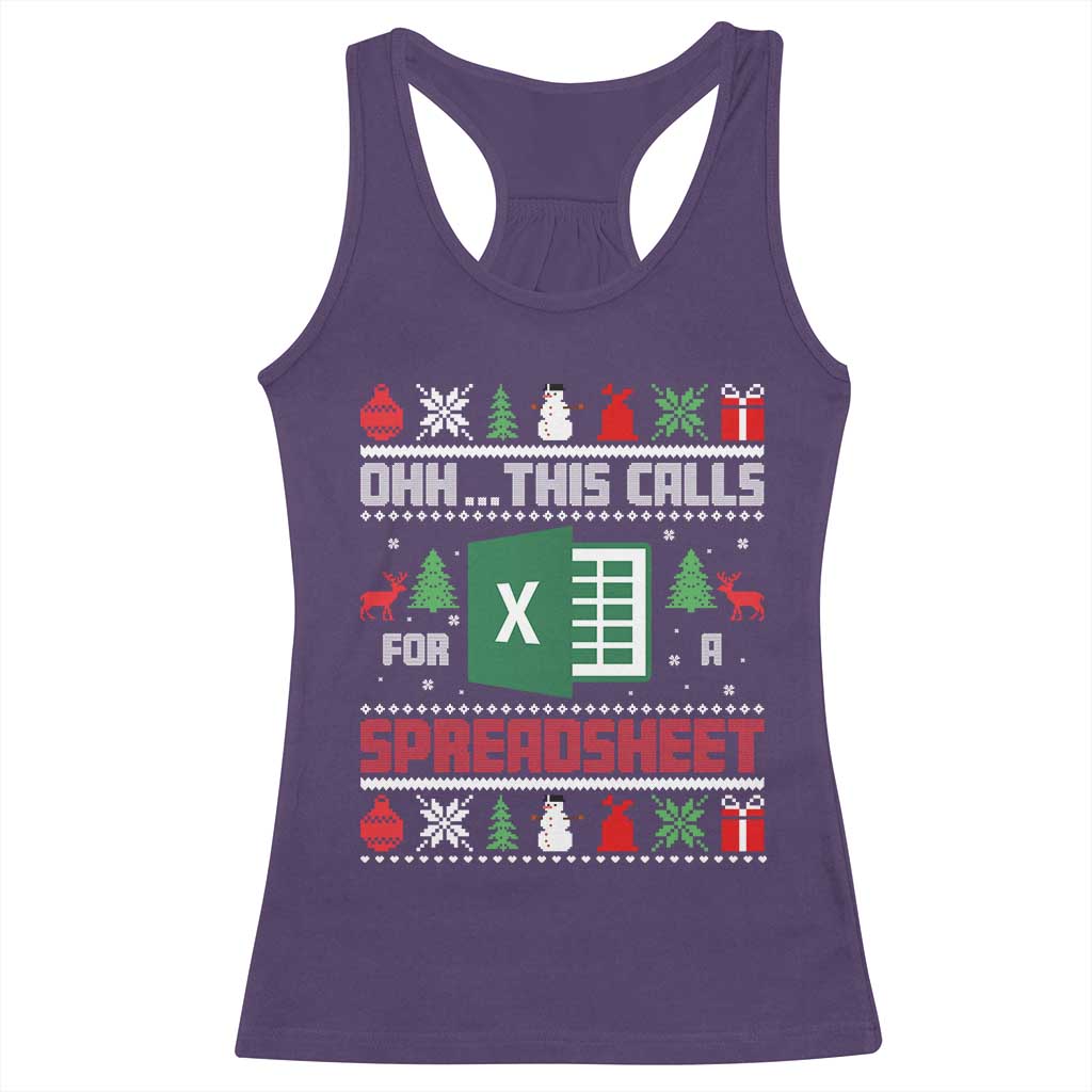 This Calls for a Spreadsheet Christmas Racerback Tank Top Funny Excel Xmas Gift for Data Nerds Accountants TS02 Purple Print Your Wear