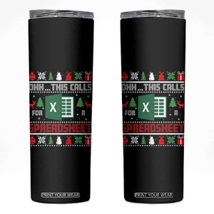 This Calls for a Spreadsheet Christmas Skinny Tumbler Funny Excel Xmas Gift for Data Nerds Accountants TS02 Black Print Your Wear