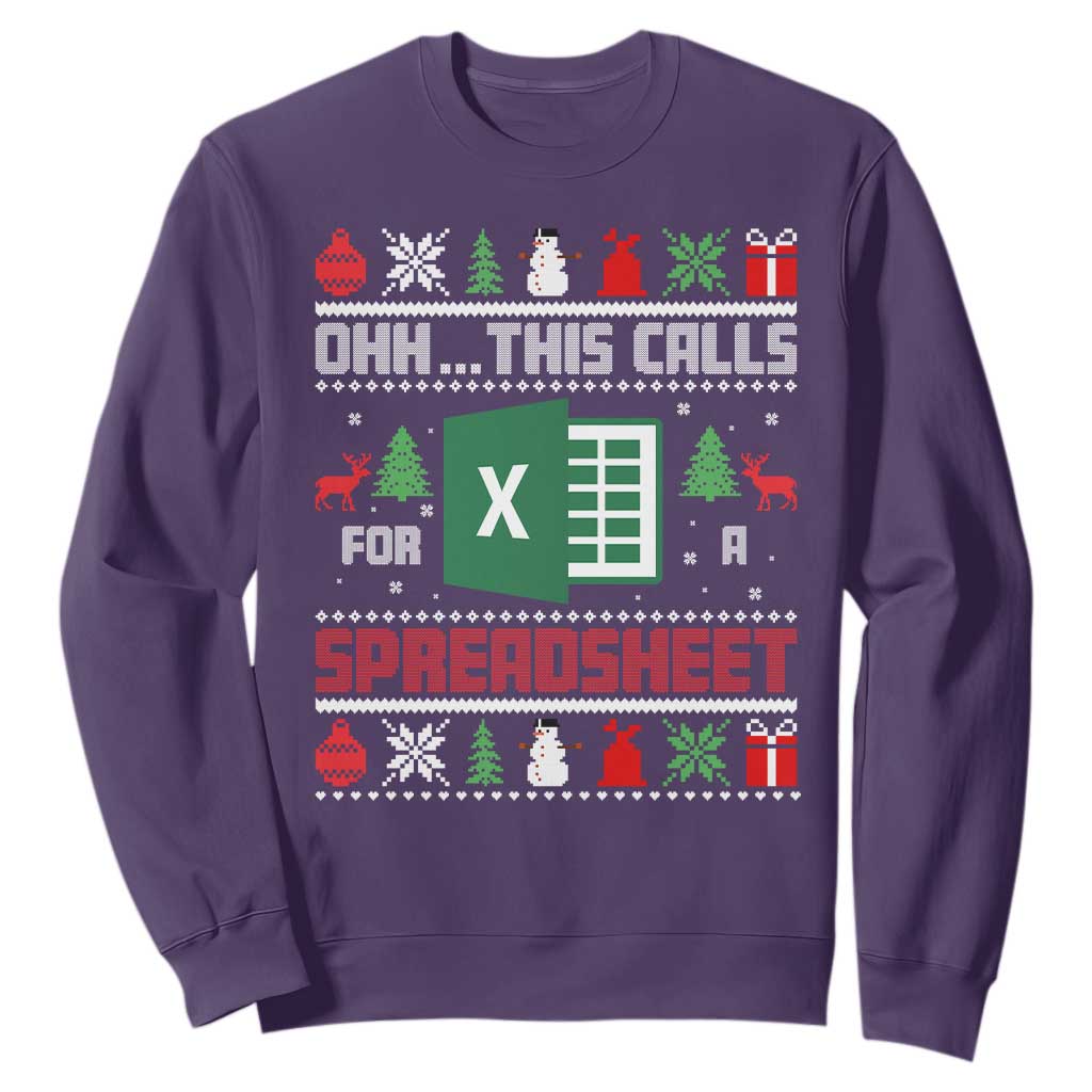 This Calls for a Spreadsheet Christmas Sweatshirt Funny Excel Xmas Gift for Data Nerds Accountants TS02 Purple Print Your Wear
