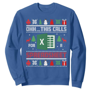 This Calls for a Spreadsheet Christmas Sweatshirt Funny Excel Xmas Gift for Data Nerds Accountants TS02 Royal Blue Print Your Wear