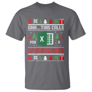 This Calls for a Spreadsheet Christmas T Shirt Funny Excel Xmas Gift for Data Nerds Accountants TS02 Charcoal Print Your Wear