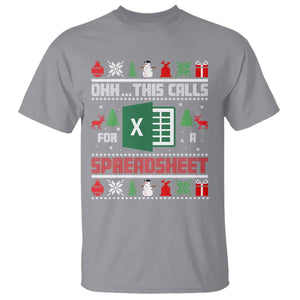 This Calls for a Spreadsheet Christmas T Shirt Funny Excel Xmas Gift for Data Nerds Accountants TS02 Sport Gray Print Your Wear