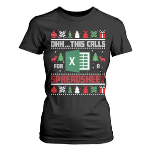 This Calls for a Spreadsheet Christmas T Shirt For Women Funny Excel Xmas Gift for Data Nerds Accountants TS02 Black Print Your Wear