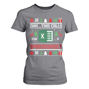 This Calls for a Spreadsheet Christmas T Shirt For Women Funny Excel Xmas Gift for Data Nerds Accountants TS02 Charcoal Print Your Wear