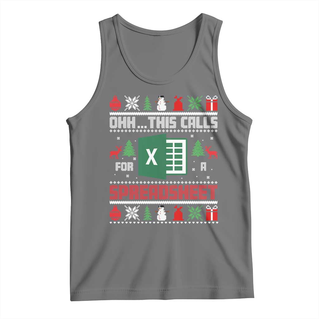 This Calls for a Spreadsheet Christmas Tank Top Funny Excel Xmas Gift for Data Nerds Accountants TS02 Black Heather Print Your Wear