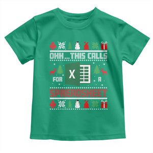 This Calls for a Spreadsheet Christmas Toddler T Shirt Funny Excel Xmas Gift for Data Nerds Accountants TS02 Irish Green Print Your Wear