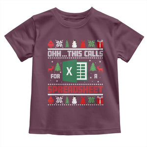 This Calls for a Spreadsheet Christmas Toddler T Shirt Funny Excel Xmas Gift for Data Nerds Accountants TS02 Maroon Print Your Wear