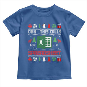 This Calls for a Spreadsheet Christmas Toddler T Shirt Funny Excel Xmas Gift for Data Nerds Accountants TS02 Royal Blue Print Your Wear