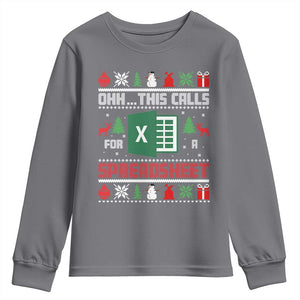 This Calls for a Spreadsheet Christmas Youth Sweatshirt Funny Excel Xmas Gift for Data Nerds Accountants TS02 Charcoal Print Your Wear