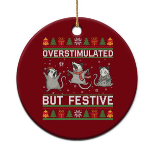 Overstimulated But Festive Opossum Christmas Ceramic Ornament Funny Holiday Anxiety Gag Gift for Introverts TS02 1pc Red Print Your Wear