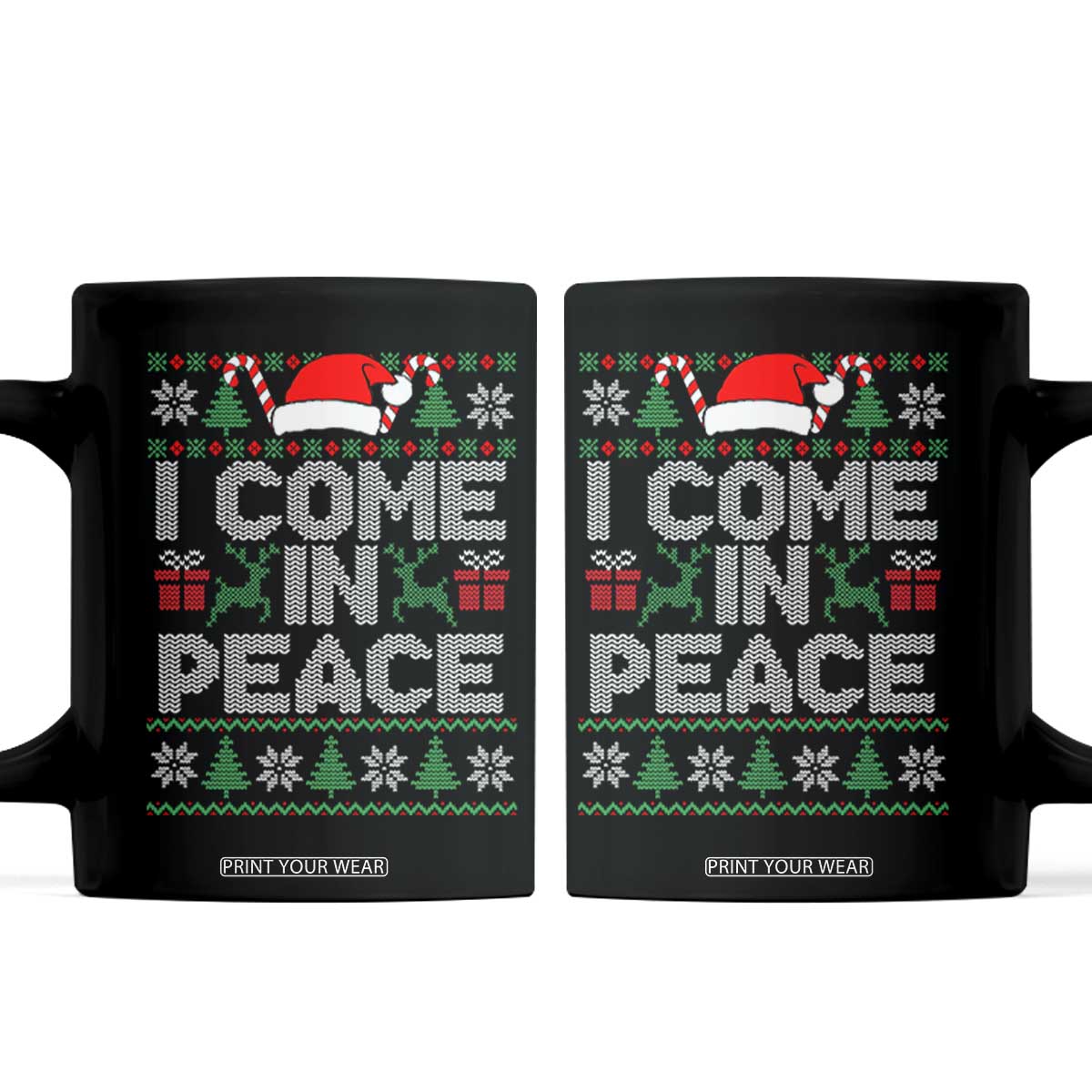 I Come In Peace Funny Christmas Matching Couple Coffee Mug Offensive Adult Humor Festive Holiday TS02 Black Print Your Wear