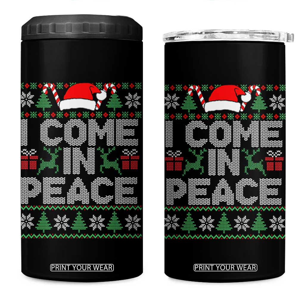 I Come In Peace Funny Christmas Matching Couple 4 in 1 Can Cooler Tumbler Offensive Adult Humor Festive Holiday TS02 One Size: 16 oz Black Print Your Wear