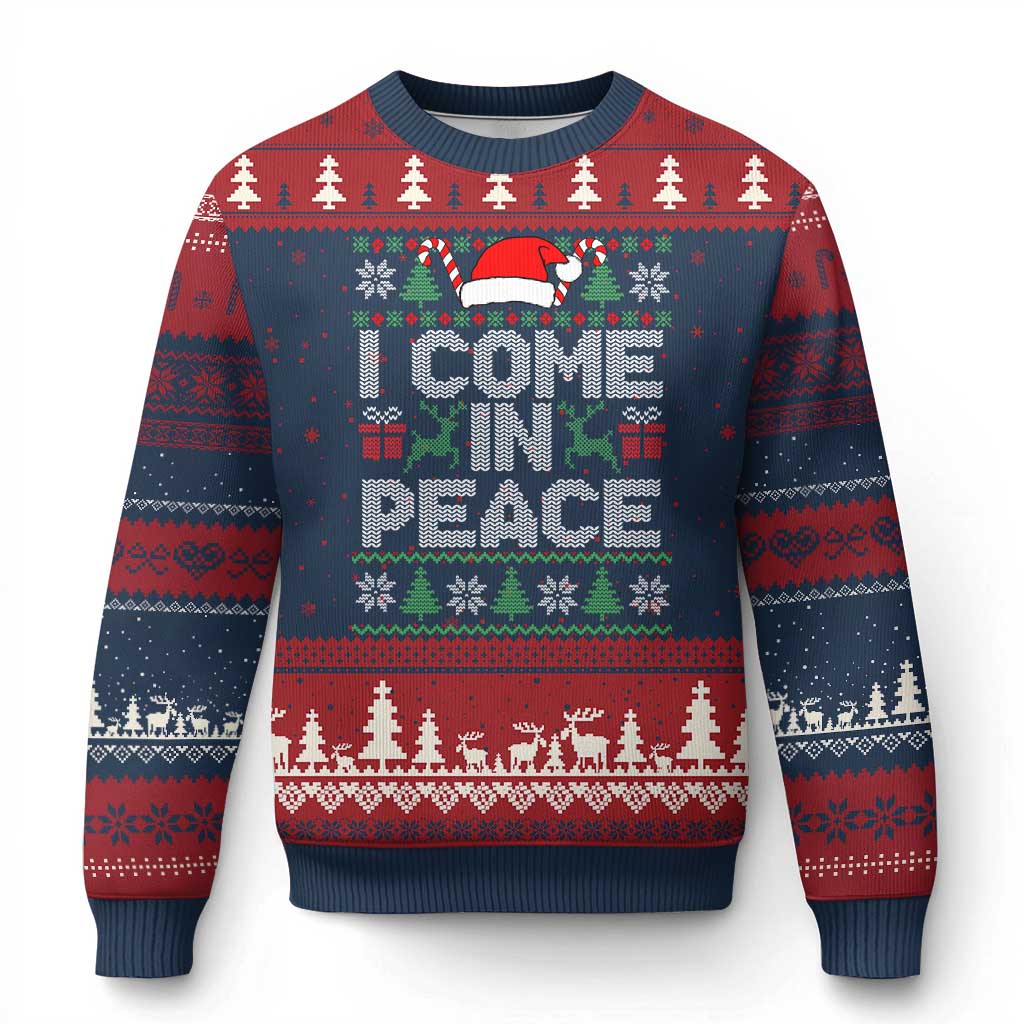 I Come In Peace Funny Xmas Matching Couple Ugly Christmas Sweater Offensive Adult Humor Festive Holiday TS02 Navy Red Print Your Wear