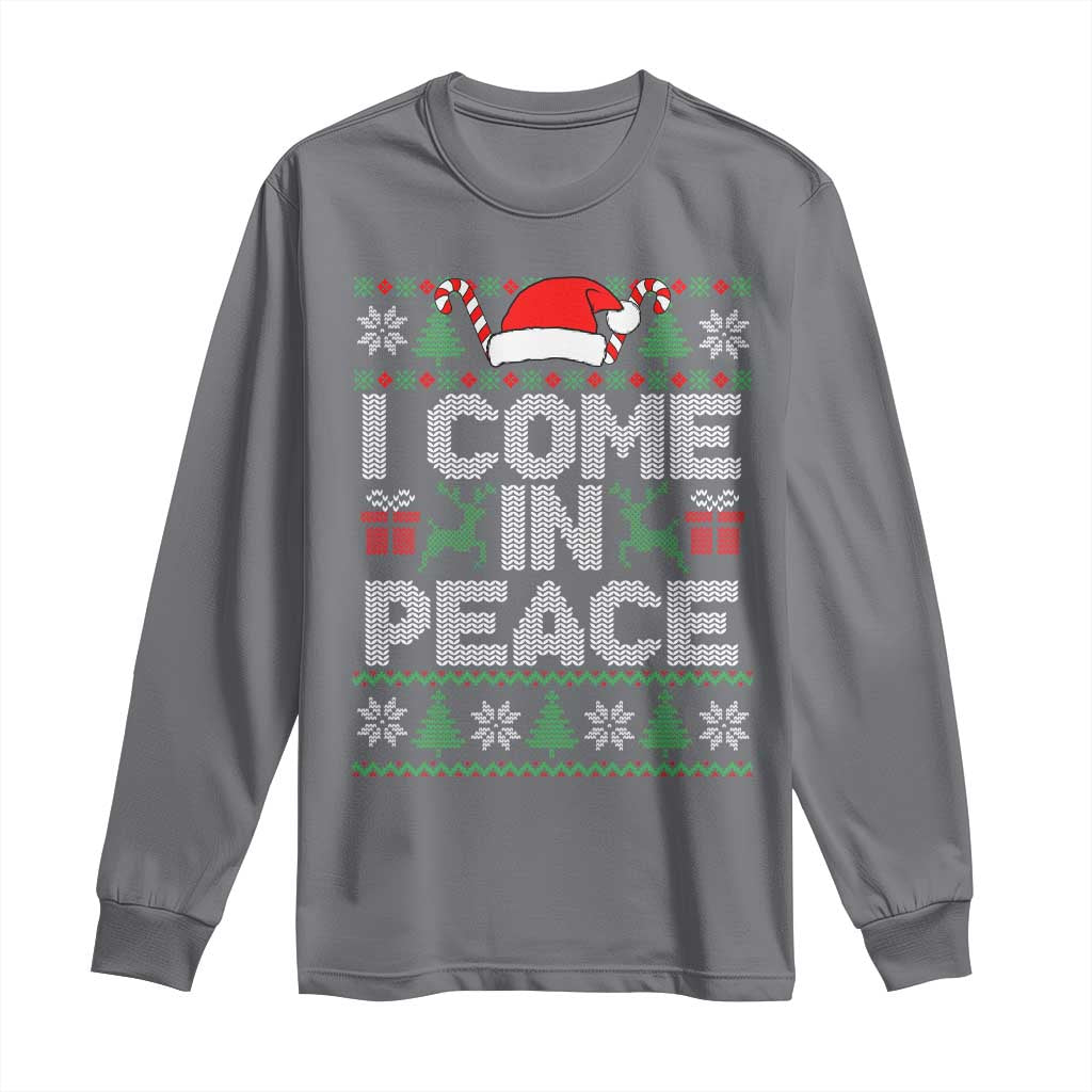 I Come In Peace Funny Christmas Matching Couple Long Sleeve Shirt Offensive Adult Humor Festive Holiday TS02 Charcoal Print Your Wear