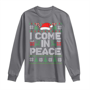 I Come In Peace Funny Christmas Matching Couple Long Sleeve Shirt Offensive Adult Humor Festive Holiday TS02 Charcoal Print Your Wear
